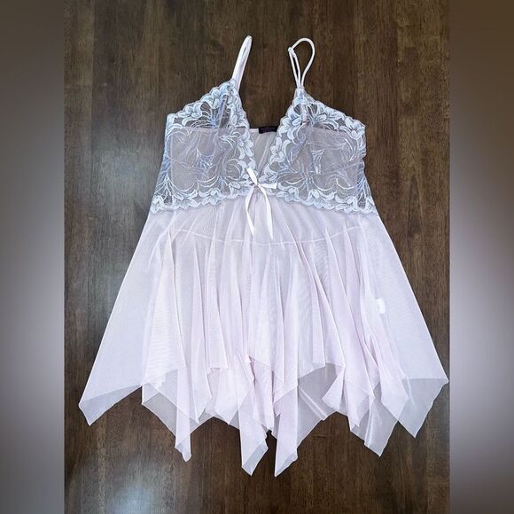 Avidlove Lace Mesh Babydoll Chemise XL Romantic Sheer V-Neck Lingerie Nightie - Picture 4 of 10